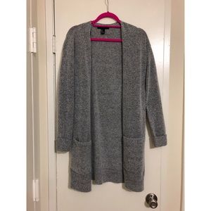 Grey wool-like fabric cardigan